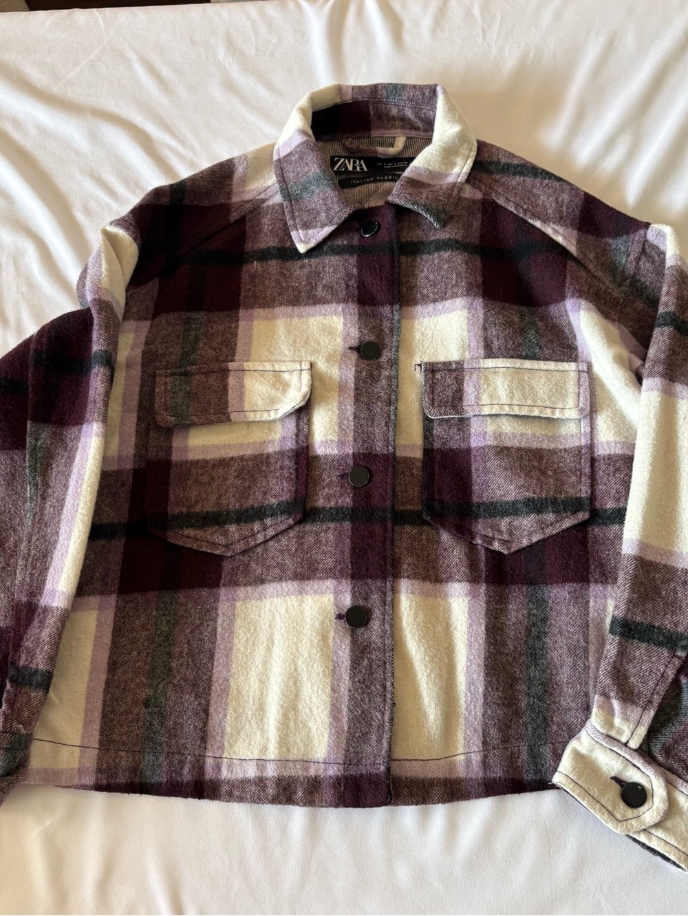Zara Purple Plaid Wool-Blend Shacket